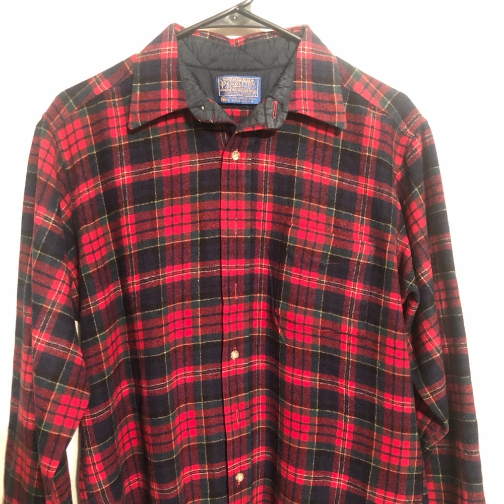 VTG Pendleton Red Tartan Plaid Wool Flannel Shirt